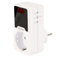 Реле напряжения для розетки регулируемое VPR-200W, 230В,16A,белый STEKKER 50689