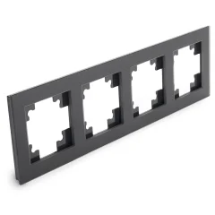 Рамка 4-местная, стекло, серия Катрин, GFR00-7004-05, черный STEKKER 39521