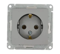 Уценка — Розетка AtlasDesign Сталь с/з, 16А, механизм SE ATN000943 Systeme Electric ATN000943-уценка