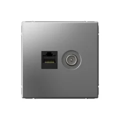 ARTGALLERY РОЗЕТКА двойная ТВ + компьютерная RJ45, кат. 5Е, СТАЛЬ Systeme Electric GAL000989