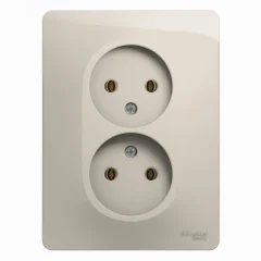 GLOSSA розетка двойная без заземления в сборе молочный Systeme Electric GSL000920