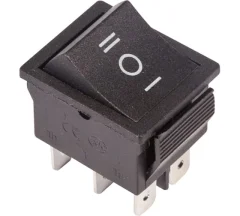 Выключатель клавишный 250V 15А (6с) ON-OFF-ON черный с нейтралью REXANT (10/10/500) Rexant 36-2370