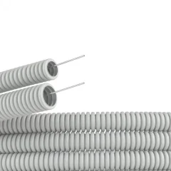 Труба гофрированная ПВХ 25 мм с протяжкой тяжелая серая (50м) DKC 91525