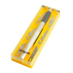 Нож макетный с алюминиевой рукояткой, 0,5 мм, кейс, 6 лезвий в комплекте, KMU-41-S STEKKER 50197