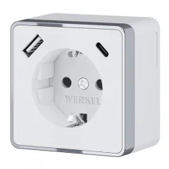 Розетка с заземлением, шторками и USB тип A+C Gallant (белый) W5071701 Werkel a057698