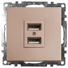 Розетка 2-местная USB (механизм), 250В, 2,1А, серия Катрин, GLS10-7115-02, шампань STEKKER 39602