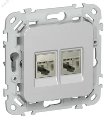 FLITE Розетка 2-местная компьютерная RJ45 категория 5Е STP РК5е-2-1-ФлА алюминий IEK FI-K21-1-K47