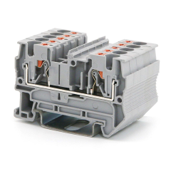 Клемма проходная, зажим push-in, 2 точки подключения, 4 кв.мм, серая DKC VPR-4-GY