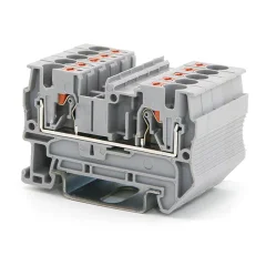 Клемма проходная, зажим push-in, 2 точки подключения, 4 кв.мм, серая DKC VPR-4-GY