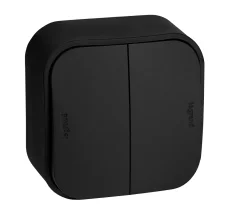 Переключатель двухклавишный Quteo чёрный матовый Legrand 782479
