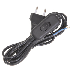 Шнур УШ-1КВ опрессованный с выкл. 2м 2х0,75мм2 черный IEK WUP20-02-K02