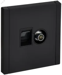 FORTE&PIANO Розетка двойная TV+RJ45 кат.5E FP136M металл черный IEK FP-AK20-1-M-K02