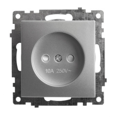 Розетка электрическая 1-местная (механизм) б/з, серия Катрин, серебро, GLS10-7109-03 STEKKER 39581