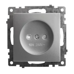 Розетка электрическая 1-местная (механизм) б/з, серия Катрин, серебро, GLS10-7109-03 STEKKER 39581