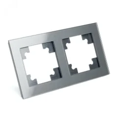 Рамка 2-местная, стекло, серия Катрин, GFR00-7002-06, графит STEKKER 39540