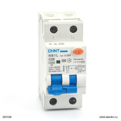 Диф. автомат NB1L 1P+N C25 30мА тип AC 10кА (36mm) (R) CHINT 203109