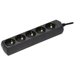Удлинитель У05 5 мест с/з 5м 3х1мм2 10А 250В чер. GENERICA WYP10-10-05-05-Z-K02-G