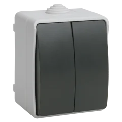 FORS Выключатель 2-клавишный для открытой установки 10А IP54 ВС20-2-0-ФСр серый EVS20-K03-10-54- IEK