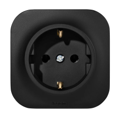 Розетка одинарная Quteo с заземлением чёрный матовый Legrand 782472