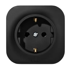 Розетка одинарная Quteo с заземлением чёрный матовый Legrand 782472