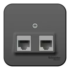BLANCA О/У РОЗЕТКА двойная компьютерная RJ45, кат.5E, ИЗОЛ.ПЛ.,АНТРАЦИТ Systeme Electric BLNIA045456