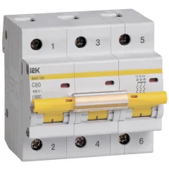 KARAT Авт. выкл. ВА47-100 3P C 80А 10кА IEK MVA40-3-080-C