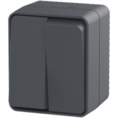 AtlasDesign PROFI IP54 О/У 2-клавишный ВЫКЛЮЧАТЕЛЬ 10 АХ, АНТРАЦИТ Systeme Electric ATN544051