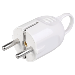 Вилка разборная угловая ВПу12-01-Ст с заземляющим контактом с кольцом 16А белая IEK EVP12-16-01-K01