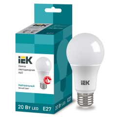 Лампа LED A60 груша 20Вт 230В 4000К E27 IEK LLE-A60-20-230-40-E27