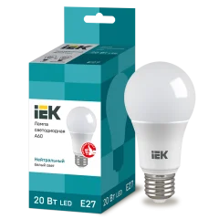 Лампа LED A60 груша 20Вт 230В 4000К E27 IEK LLE-A60-20-230-40-E27