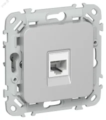 FLITE Розетка компьютерная RJ45 категория 6 UTP РК6-1-0-ФлА алюминий IEK FI-K12-2-K47