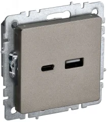 BRITE Розетка USB A+C 18Вт РЮ11-1-БрШ шампань IEK BR-U22-018-K37