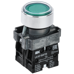 Кнопка LA167-BAF35 d=22мм 1з+1р зеленая IEK BBT20-BAF35-3-22-67-K06