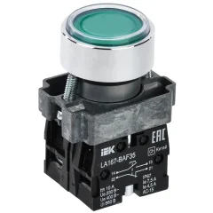 Кнопка LA167-BAF35 d=22мм 1з+1р зеленая IEK BBT20-BAF35-3-22-67-K06