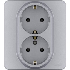 Розетка 2 x 2К+З - немецкий стандарт - 16 А - 250 В~ - INSPIRIA - алюминий Legrand 673752