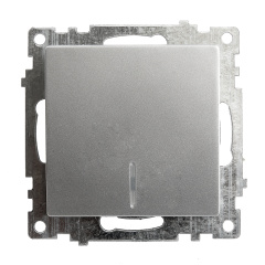Выключатель 1-клавишный c индикатором (механизм), 250В, 10А, серия Катрин, серебро, GLS10-7101-03 ST