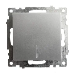 Выключатель 1-клавишный c индикатором (механизм), 250В, 10А, серия Катрин, серебро, GLS10-7101-03 ST
