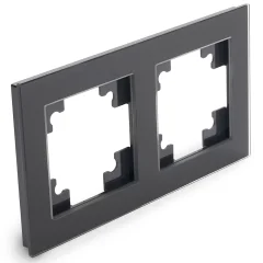 Рамка 2-местная, стекло, серия Катрин, GFR00-7002-05, черный STEKKER 39519