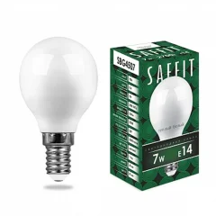 Лампа светодиодная, 7W 230V E14 2700K G45, SBG4507 Saffit SAFFIT 55034