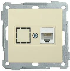 РK11-1-Б Розетка компьютерная RJ45 Cat6 BOLERO кремовый IEK EKB16-01-K33