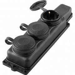 Розетка переносная 3-местная c/з, каучук, серия Одри, RST16-23-44 (РП 16-334), черный STEKKER 32739