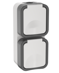 TORS Розетка 2-местная вертикальная 16А IP55 TS232 серо-белый IEK TS-R26-16-55-V-K41