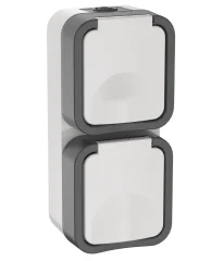 TORS Розетка 2-местная вертикальная 16А IP55 TS232 серо-белый IEK TS-R26-16-55-V-K41