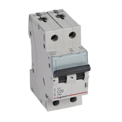 Автоматический выключатель TX³ 6000 - 10 кА - тип характеристики C - 2П - 230/400 В~ - 20 А - 2 моду