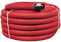 Труба гофр. двустенная ПНД/ПНД гибкая с протяжкой d90 мм (50 м) красная -Plast EKF tg2st-90-50m