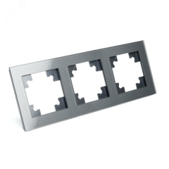 Рамка 3-местная, стекло, серия Катрин, GFR00-7003-06, графит STEKKER 39541