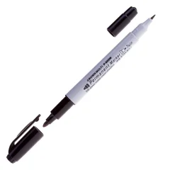 Маркер перманентный двухсторонний Multi Marker Twin черный, пулевидный, 2мм/1мм Crown P-800W