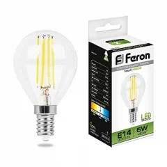 Лампа светодиодная, (5W) 230V E14 4000K, LB-61 Feron 25579