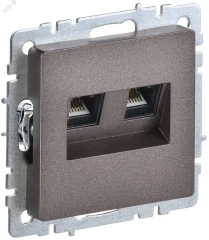 BRITE Розетка компьютерная двойная RJ45 кат.6 РК11-2-БрТБ темная бронза IEK BR-K20-2-K45