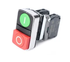 Кнопка SB4 двойная в сборе модульная 22мм зелен "I"+красн "O" металл 1НО+1НЗ SB4BA7 Systeme Electric